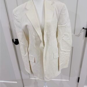 Adolfo Cream Single-Breasted Sport Coat Blazer